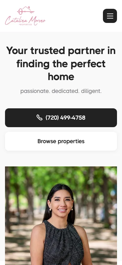 Catalina Moreno Properties website mobile